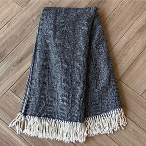 Pottery Barn Black and White Herringbone Throw Blanket